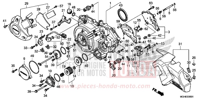 RIGHT CRANKCASE COVER (VFR1200XD/XDA/XDL/XDS) for VFR1200X Dual Clutch CANDY PROMINENCE RED (R342) from 2014